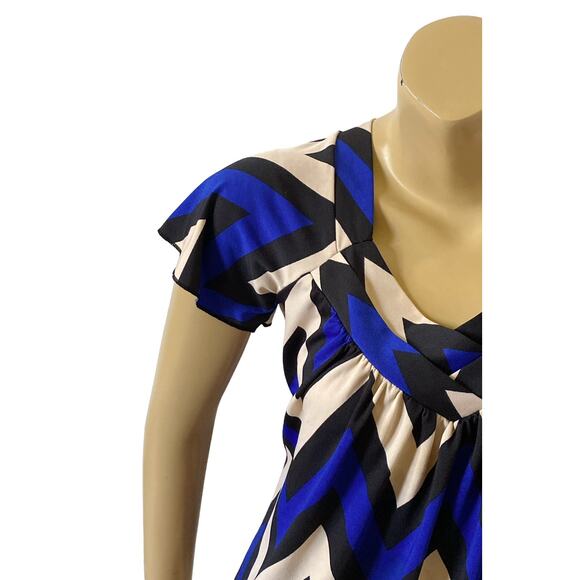 PERSEPTION CONCEPT Womens Size Small Short Sleeve V Neck Chevron Striped Shirt - Picture 6 of 8